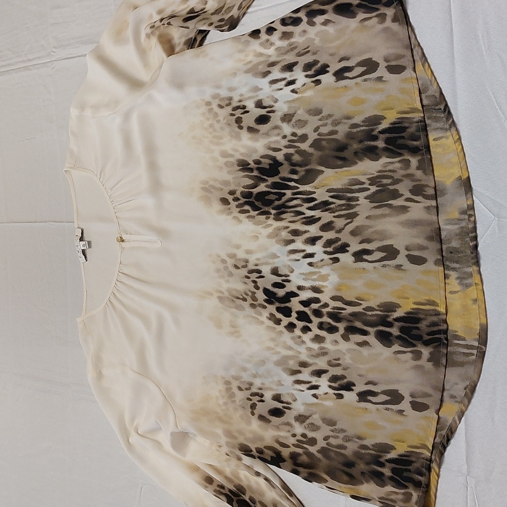 Chaus Tunic Blouse Animal Ombre XL Cream And Browns EUC - Picture 5 of 12